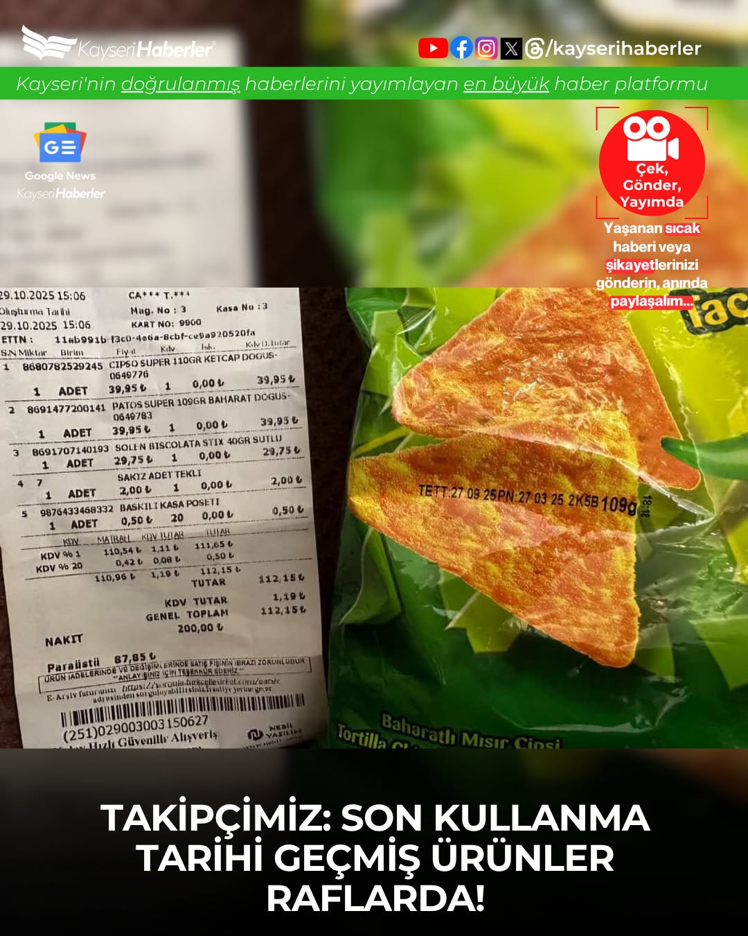 Kayseri'de Tüketim Tarihi Geçmiş Ürün Satışı Tepki Çekti