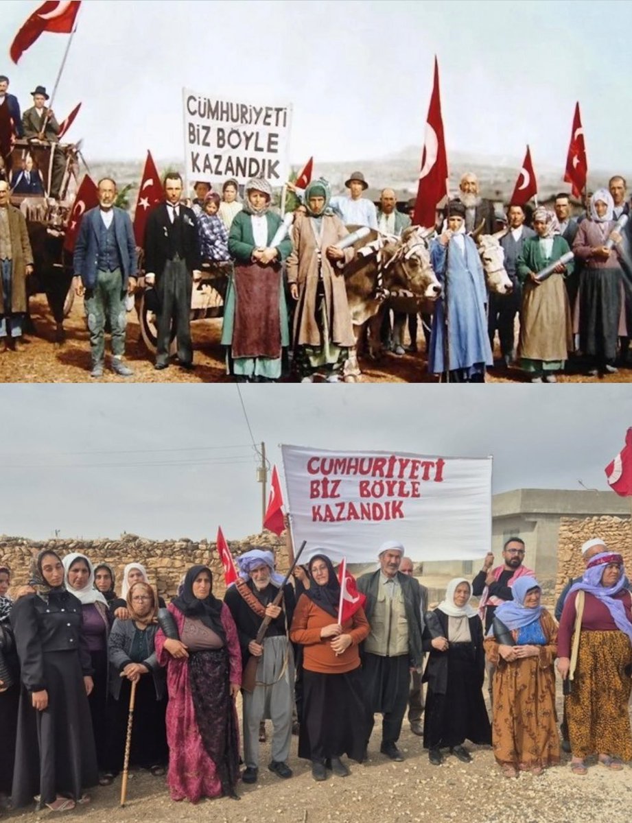 Şanlıurfa'da Köylüler Tarihi Cumhuriyet Pozunu Yeniden Canlandırdı