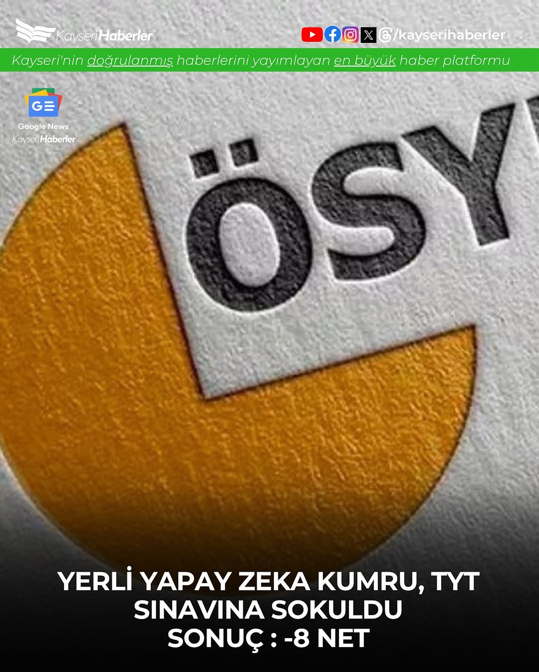 Kayseri'nin Yerli Yapay Zekası Kumru, TYT'de 8 Net Yaptı