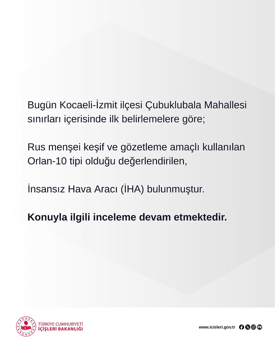 Kocaeli'de Rus Yapımı İnsansız Hava Aracı Bulundu