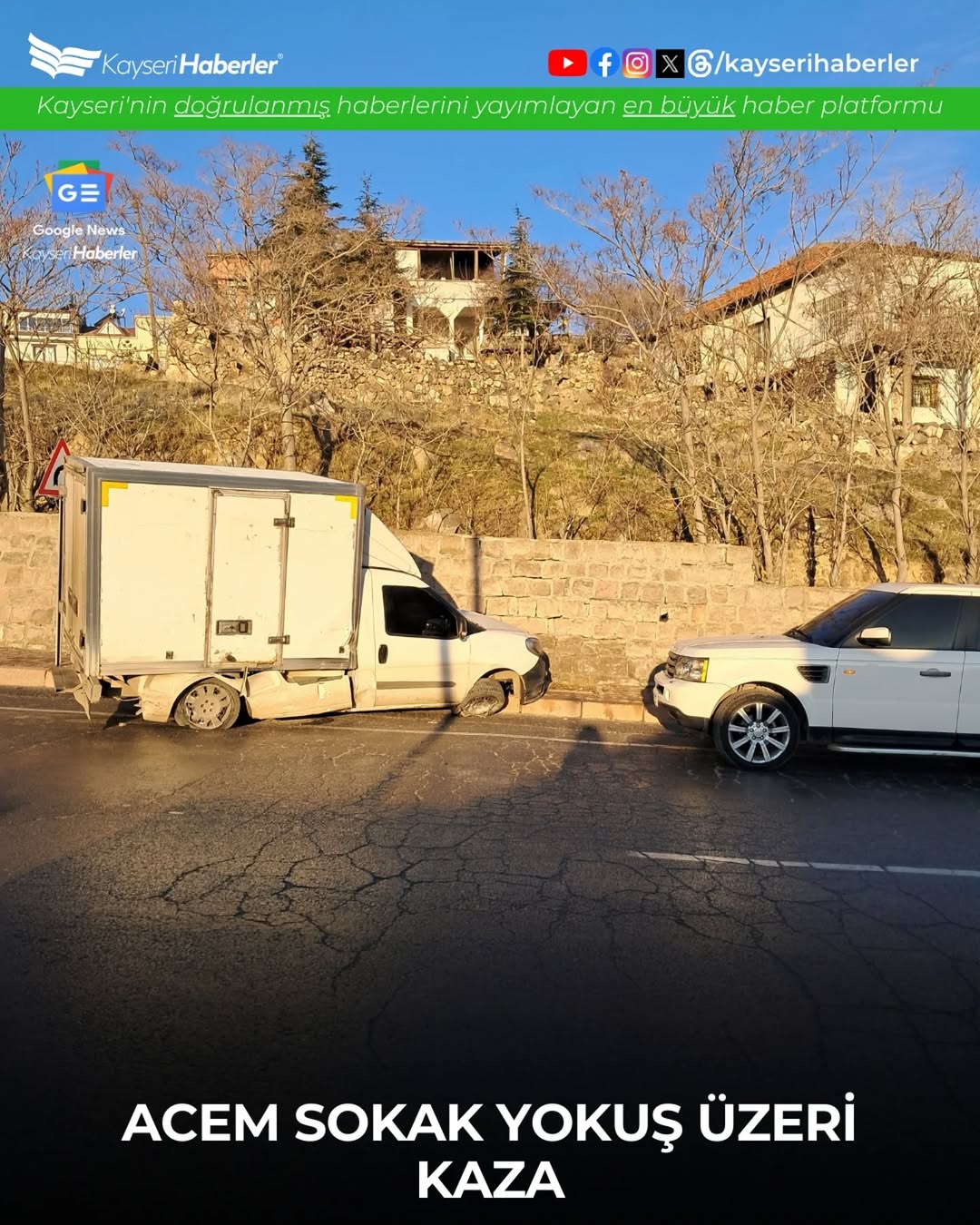 Kayseri'de Yokuşta Meydana Gelen Trafik Kazası