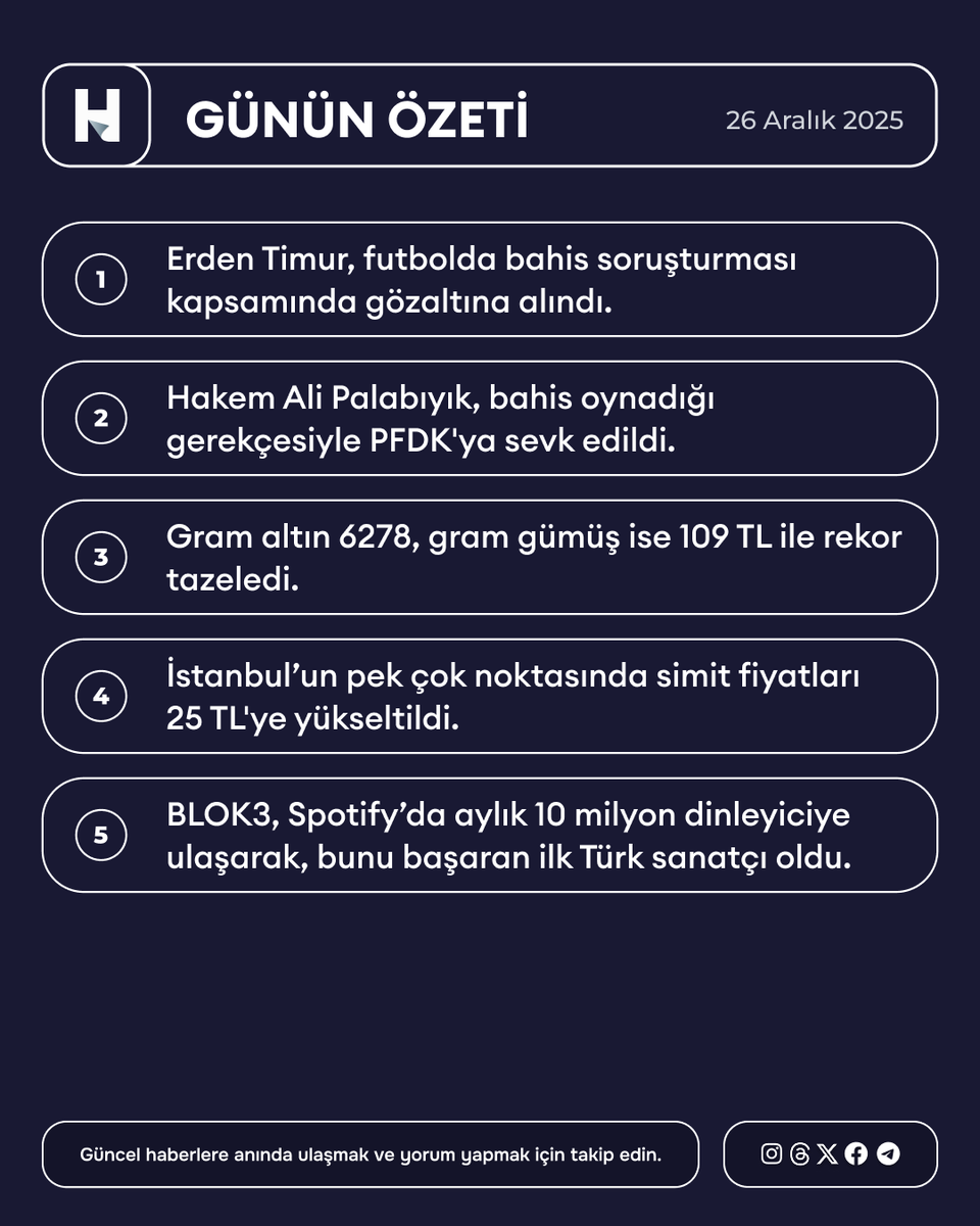 26 Aralık 2025 Gündem Özeti