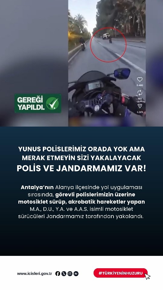 Alanya'da Polis Üzerine Motosiklet Süren Şahıslar Tutuklandı