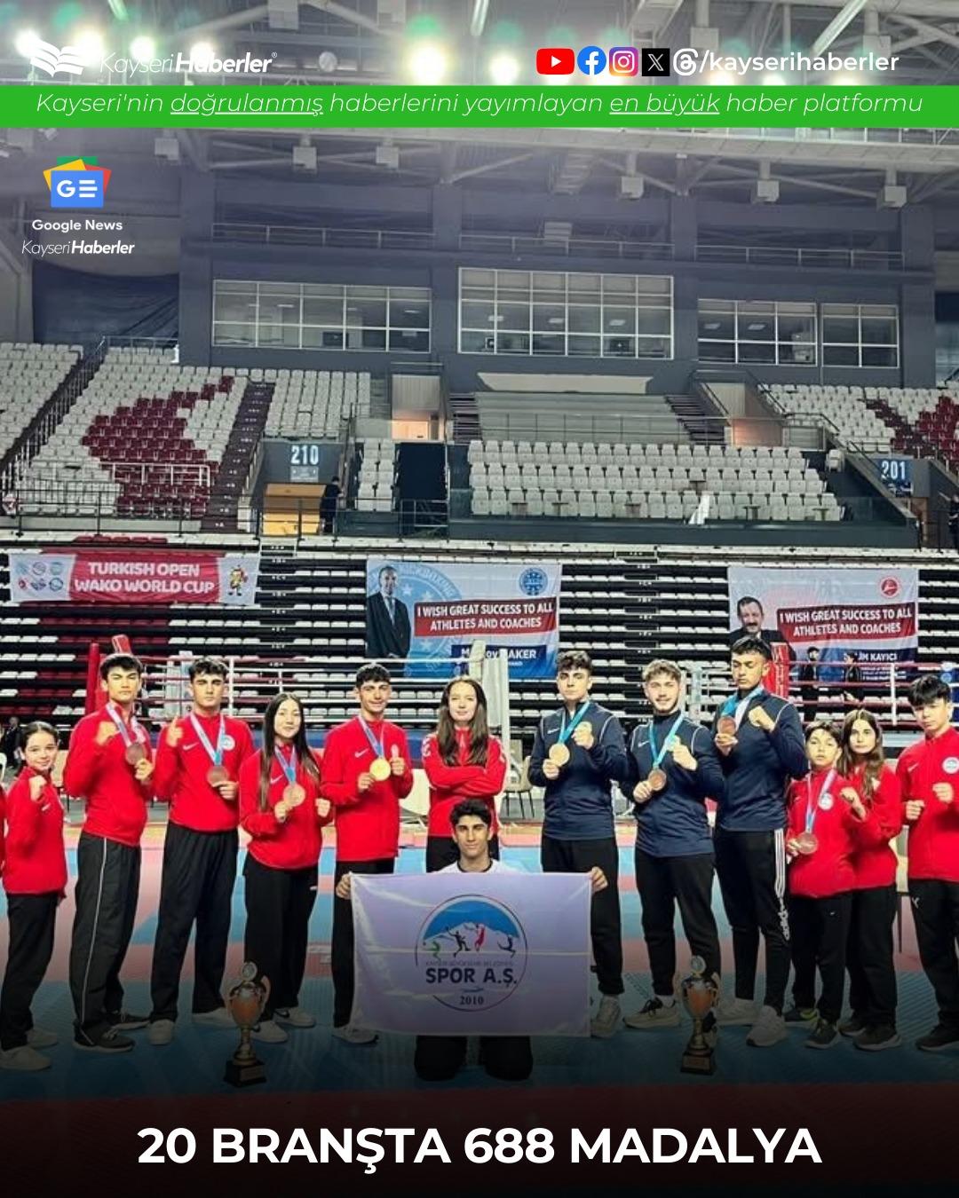 Kayseri Büyükşehir Belediyesi Spor Kulübü 2025'te 688 Madalya Kazandı