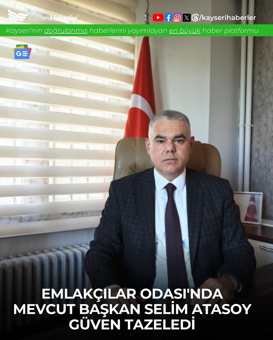 Kayseri Emlakçılar Odası'nda Selim Atasoy Yeniden Başkan Seçildi