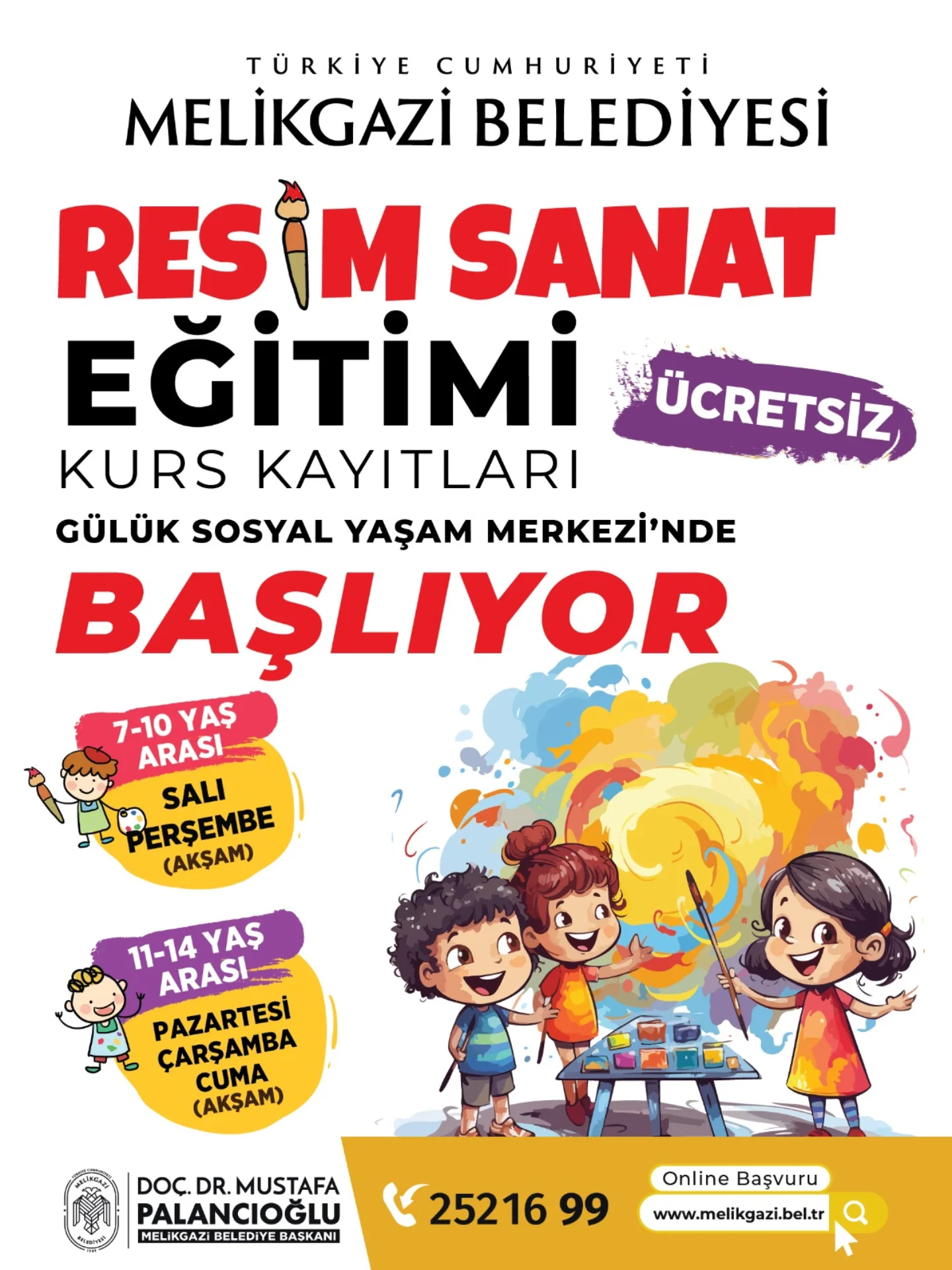 Melikgazi'de Çocuklar İçin Ücretsiz Resim Sanat Eğitimi Başlıyor