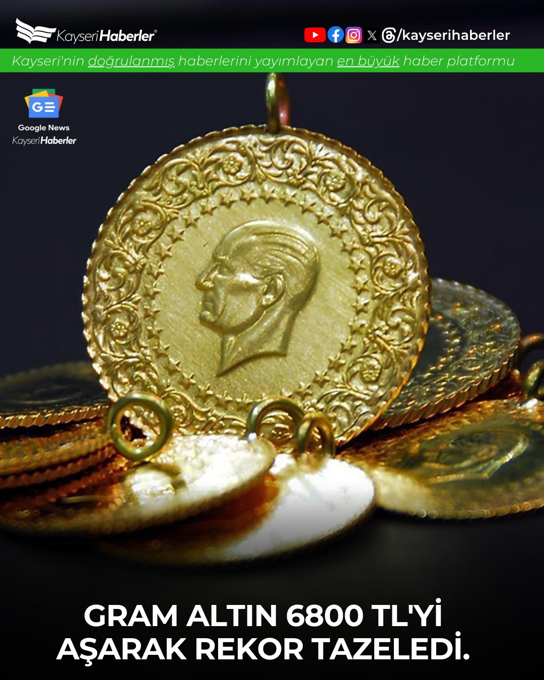 Gram Altın Tüm Zamanların Rekorunu Kırdı: 6.800 TL Sınırı Aşıldı