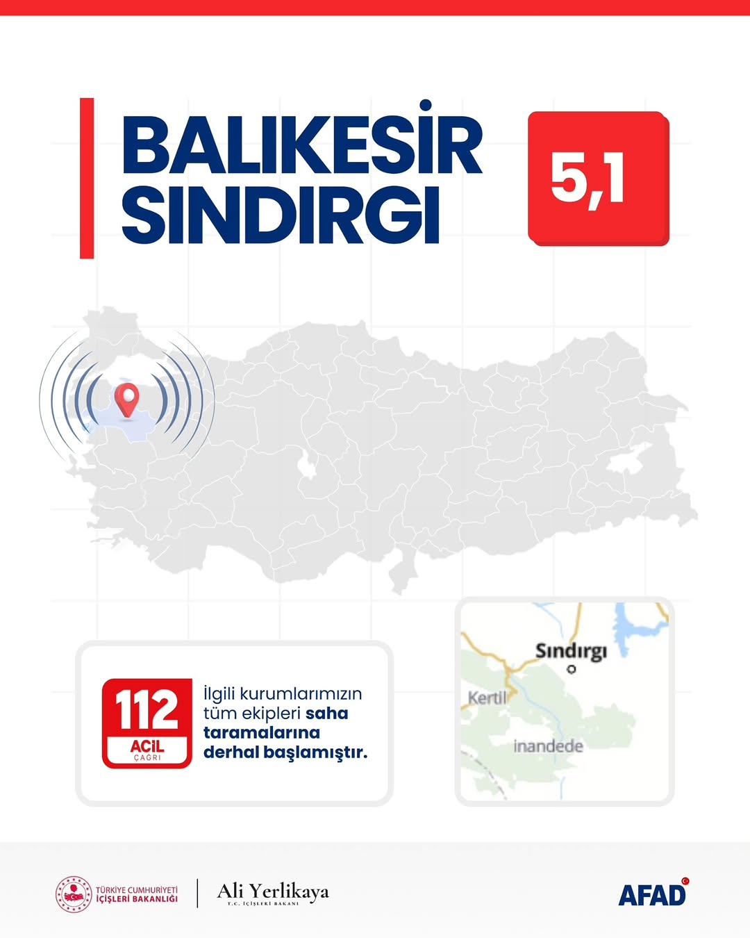 Balıkesir Sındırgı'da 5.1 Büyüklüğünde Deprem