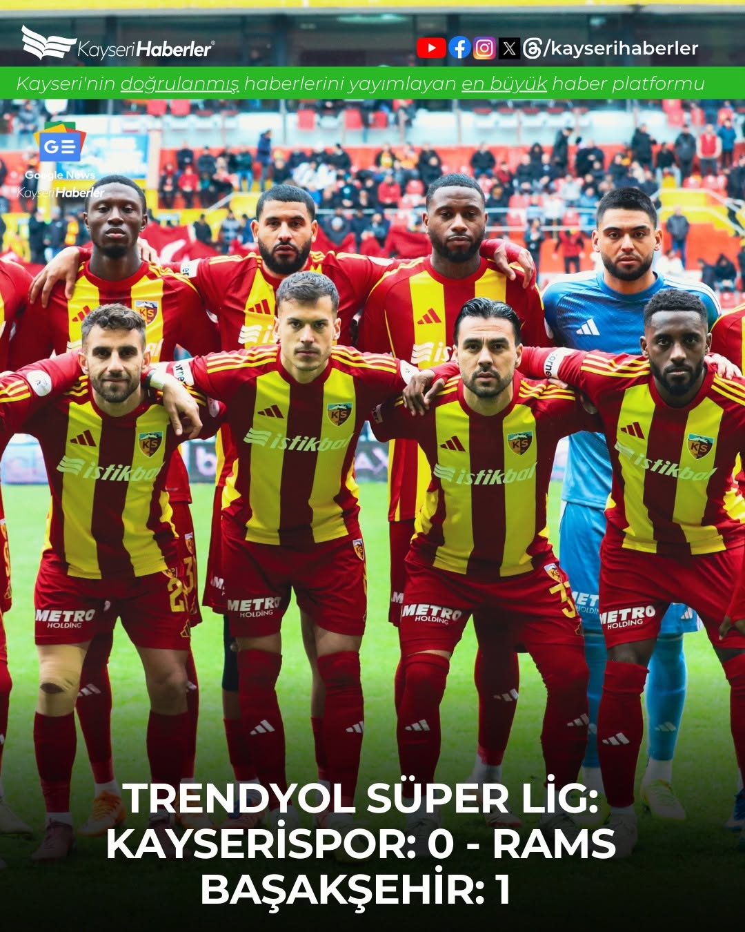 Kayserispor, Başakşehir'e 1-0 Mağlup Oldu