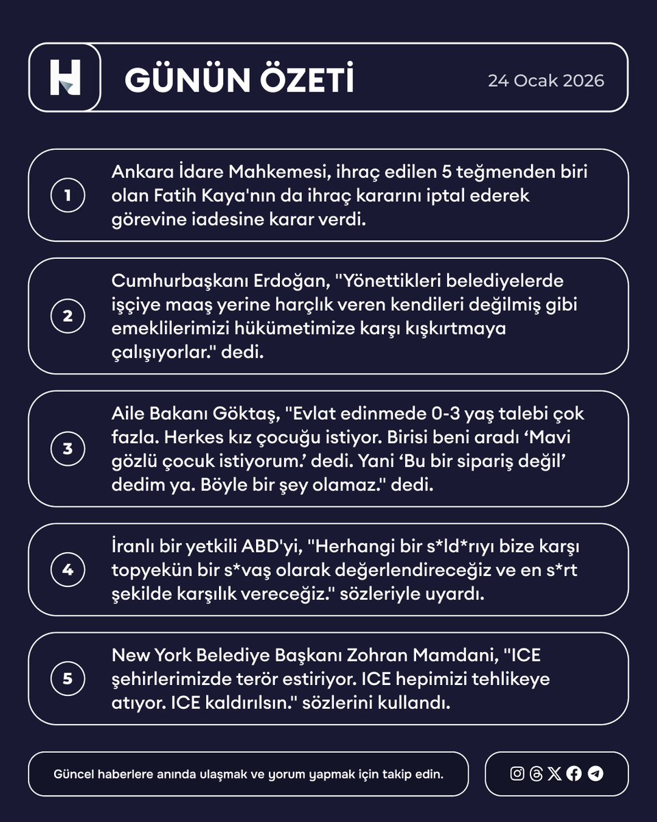 24 Ocak 2026 Gündem Özeti