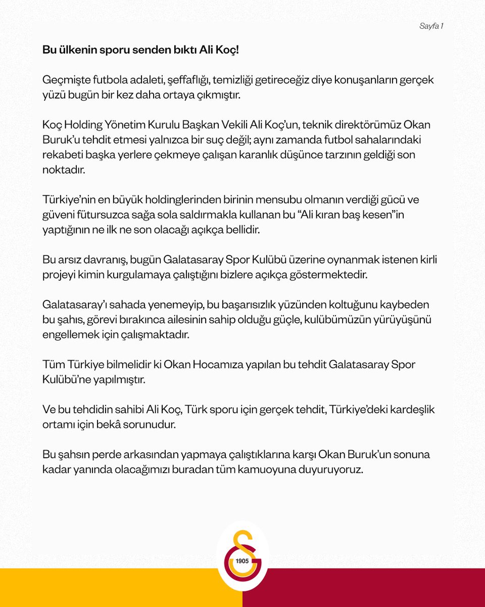 Galatasaray Taraftarından Ali Koç'a Sert Tepki