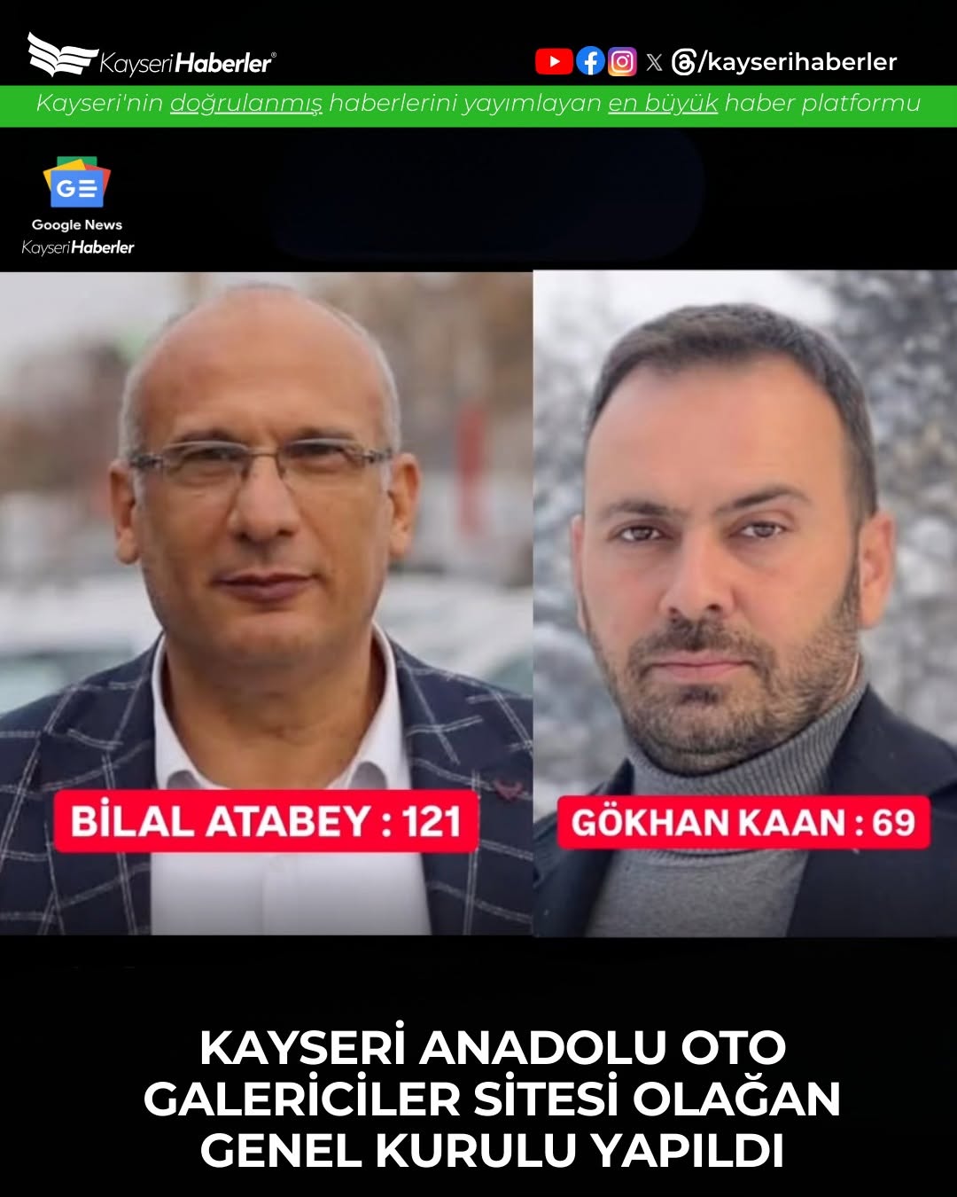 Kayseri Anadolu Oto Galericiler Sitesi'nde Yeni Başkan Bilal Atabey Oldu