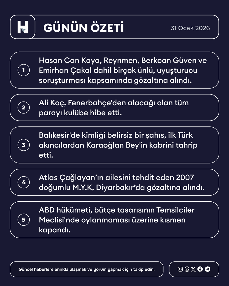 31 Ocak 2026 Gündem Özeti