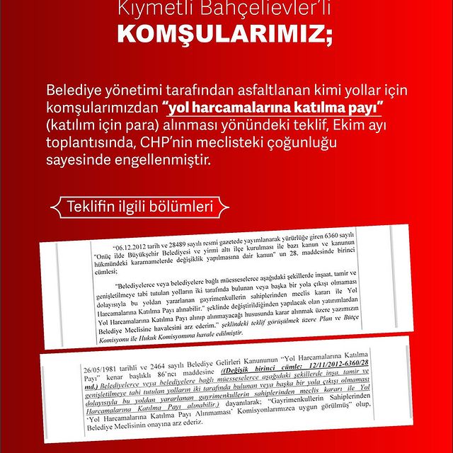 Komşulara Yol Harcamaları İçin Ücret Talebi Önerisi Reddedildi