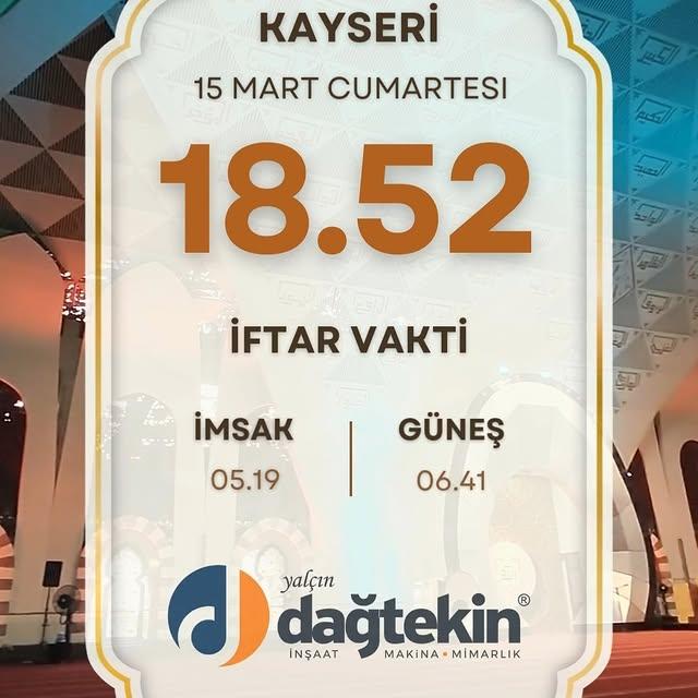 Kayseri'de İftar Vakti Belli Oldu
