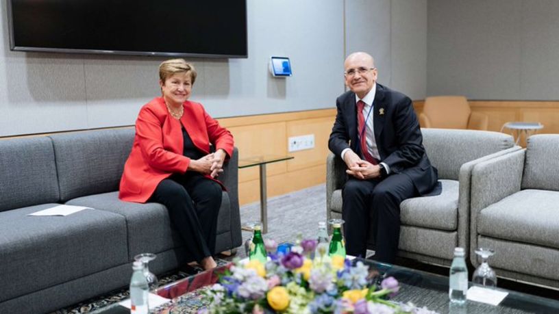 Hazine ve Maliye Bakanı Şimşek, IMF Başkanı Georgieva ile Görüştü