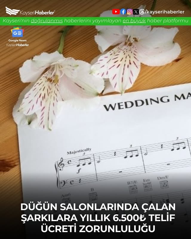 Düğün Salonlarında Çalınan Şarkılar İçin Yeni Telif Ücreti Uygulaması Başladı