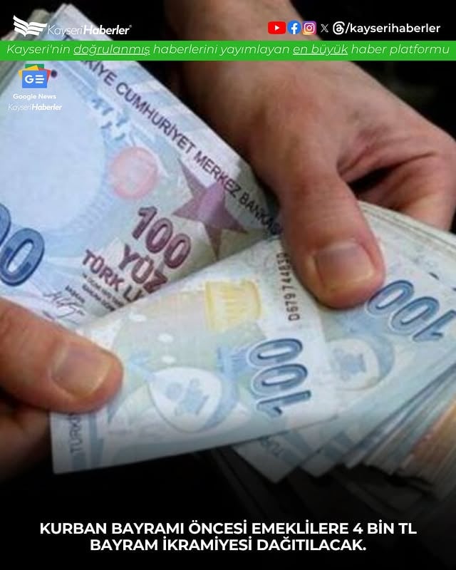 Emekli Bayram İkramiyesi 4 Bin Liraya Yükseldi