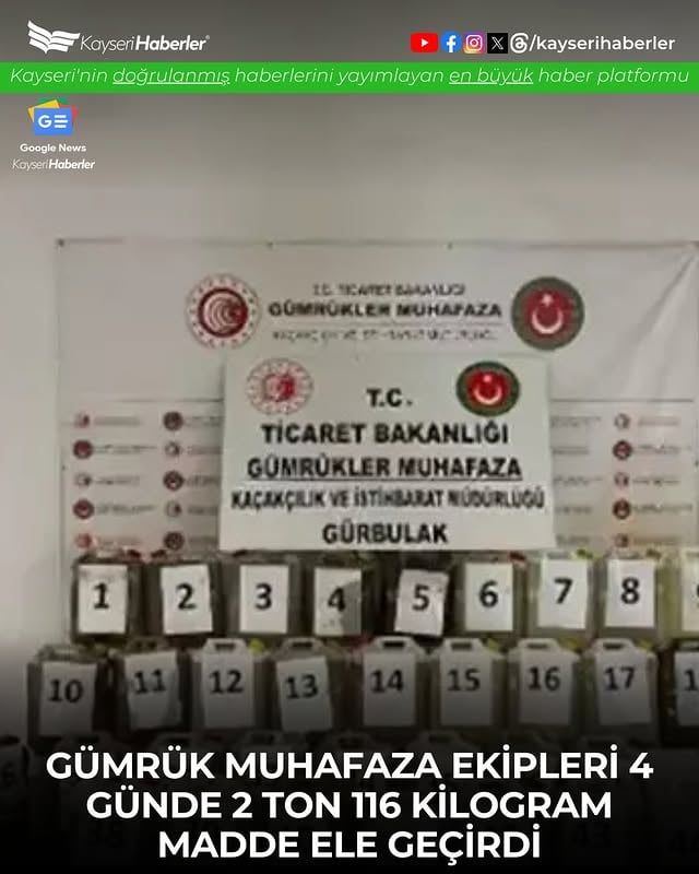 Kayseri'de Rekor Uyuşturucu Operasyonu: 2 Ton 116 Kilogram Ele Geçirildi