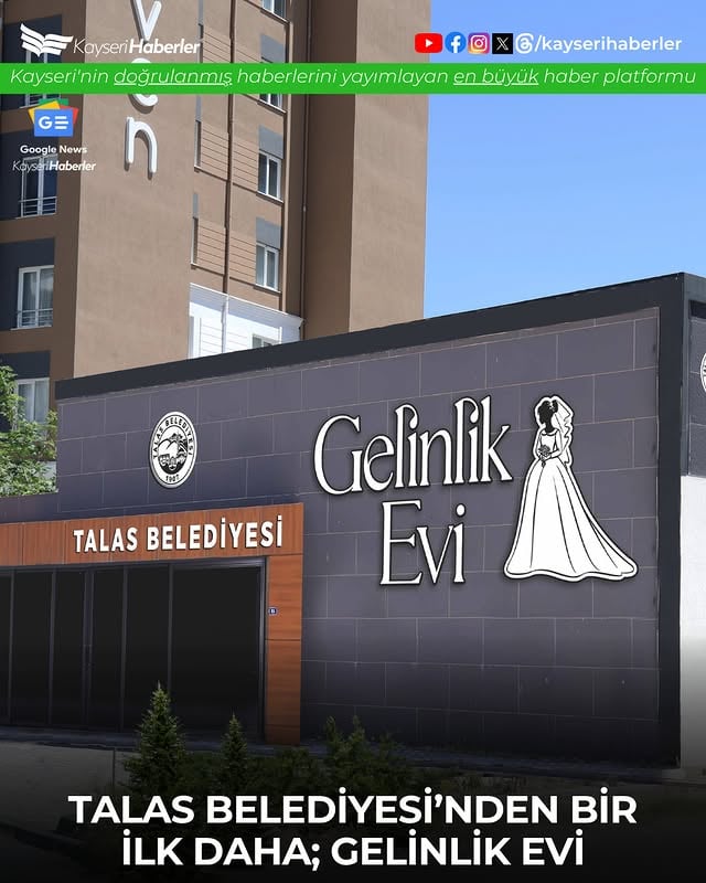 Talas Belediyesi'nden Evlenecek Çiftlere Destek: Gelinlik Evi Açılıyor