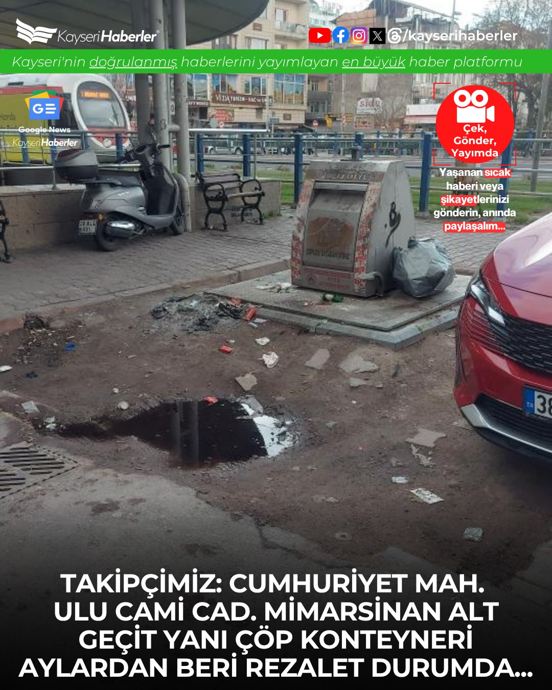 Kayseri'de Çöp Konteyneri Sorunu Çözülmüyor: Vatandaşlar Tepkili