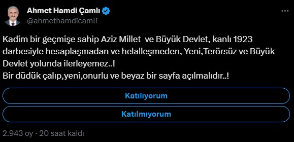 Ahmet Hamdi Çamlı'nın Paylaşımı Gündeme Geldi