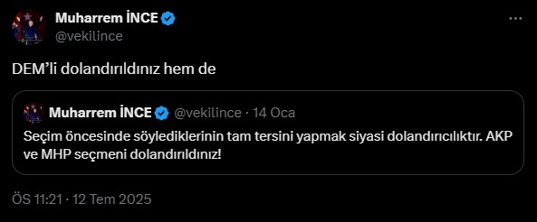 Muharrem İnce'den AKP ve MHP Seçmenlerine Dolandırıldınız Yorumu