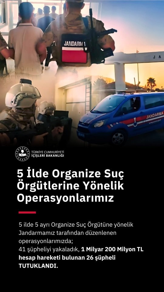 Türkiye'de Organize Suçlara Karşı Dev Operasyon: 41 Şüpheli Yakalandı, 1.2 Milyar TL'lik Para Akışı Engellendi