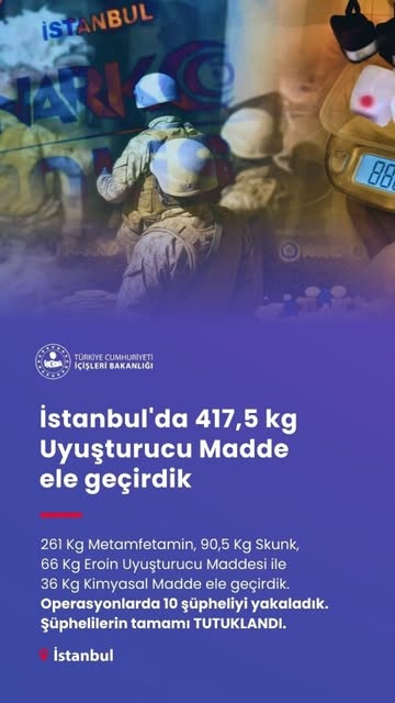 İstanbul'da Büyük Uyuşturucu Operasyonu: 417.5 Kg Uyuşturucu Ele Geçirildi