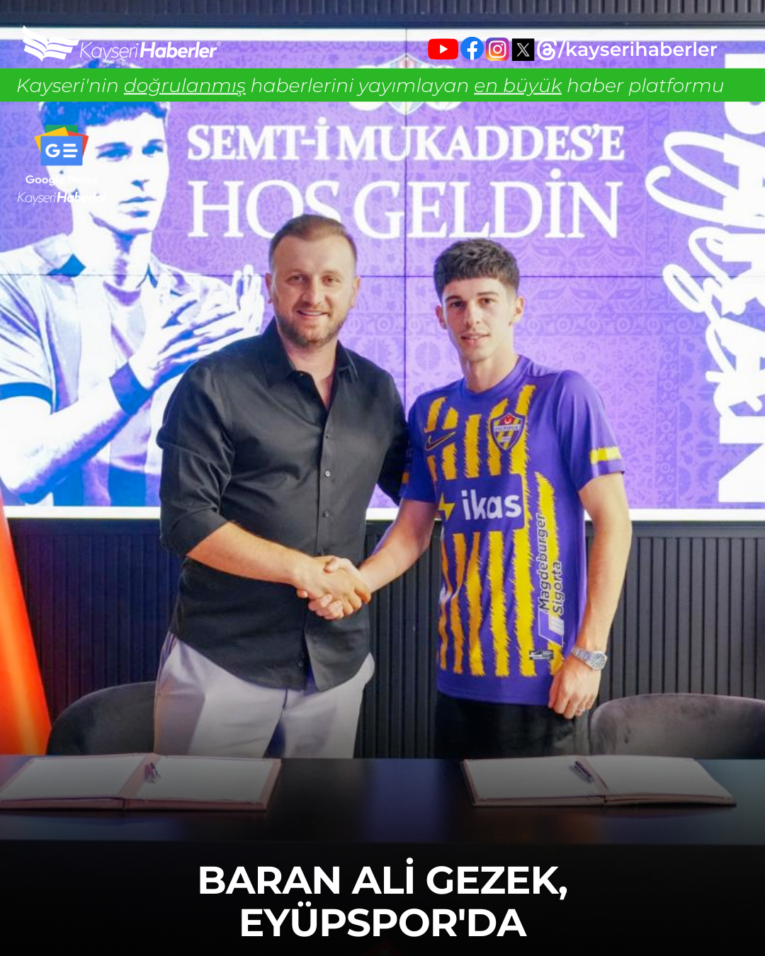 Baran Ali Gezek Eyüpspor'da: Kayserispor'dan Satın Alma Opsiyonlu Transfer