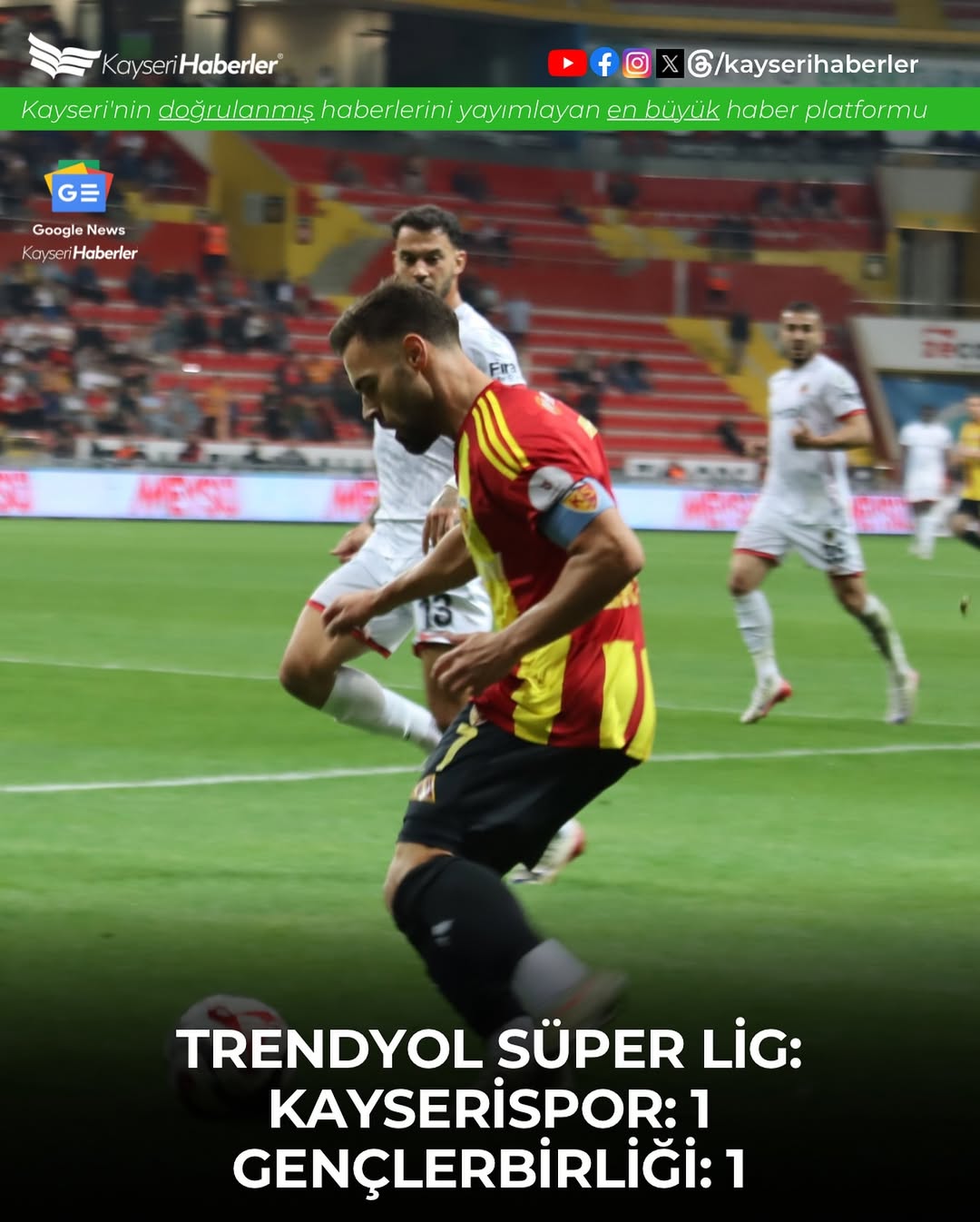 Kayserispor Evinde Gençlerbirliği ile Berabere Kaldı