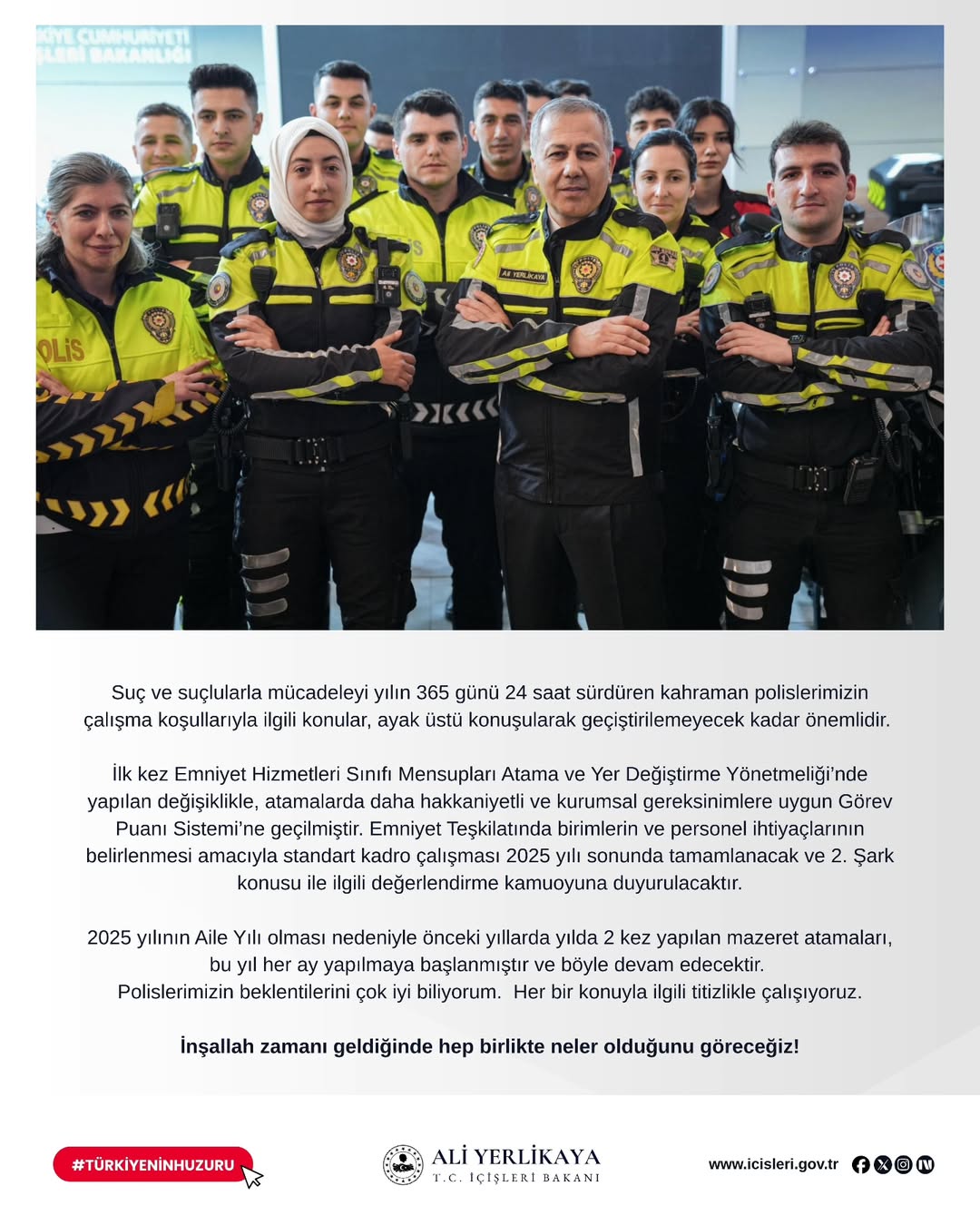 İçişleri Bakanlığı'ndan Polislerin Atama ve Çalışma Koşullarına İlişkin Açıklamalar