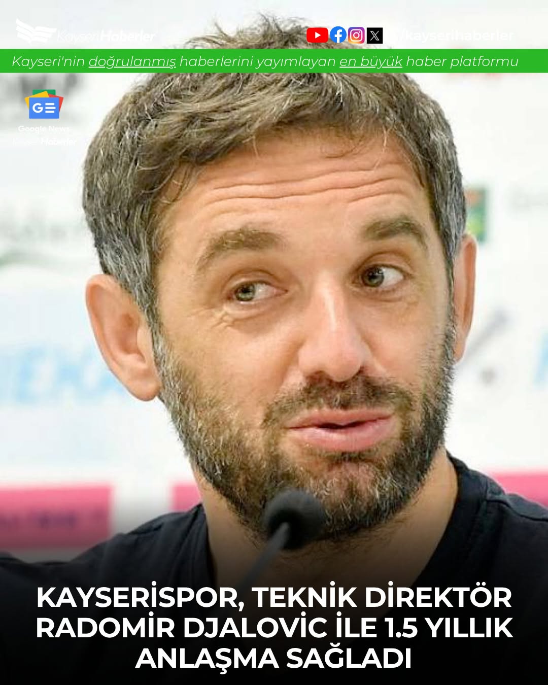 Kayserispor, Radomir Djalovic ile 1.5 Yıllık Sözleşme İmzaladı