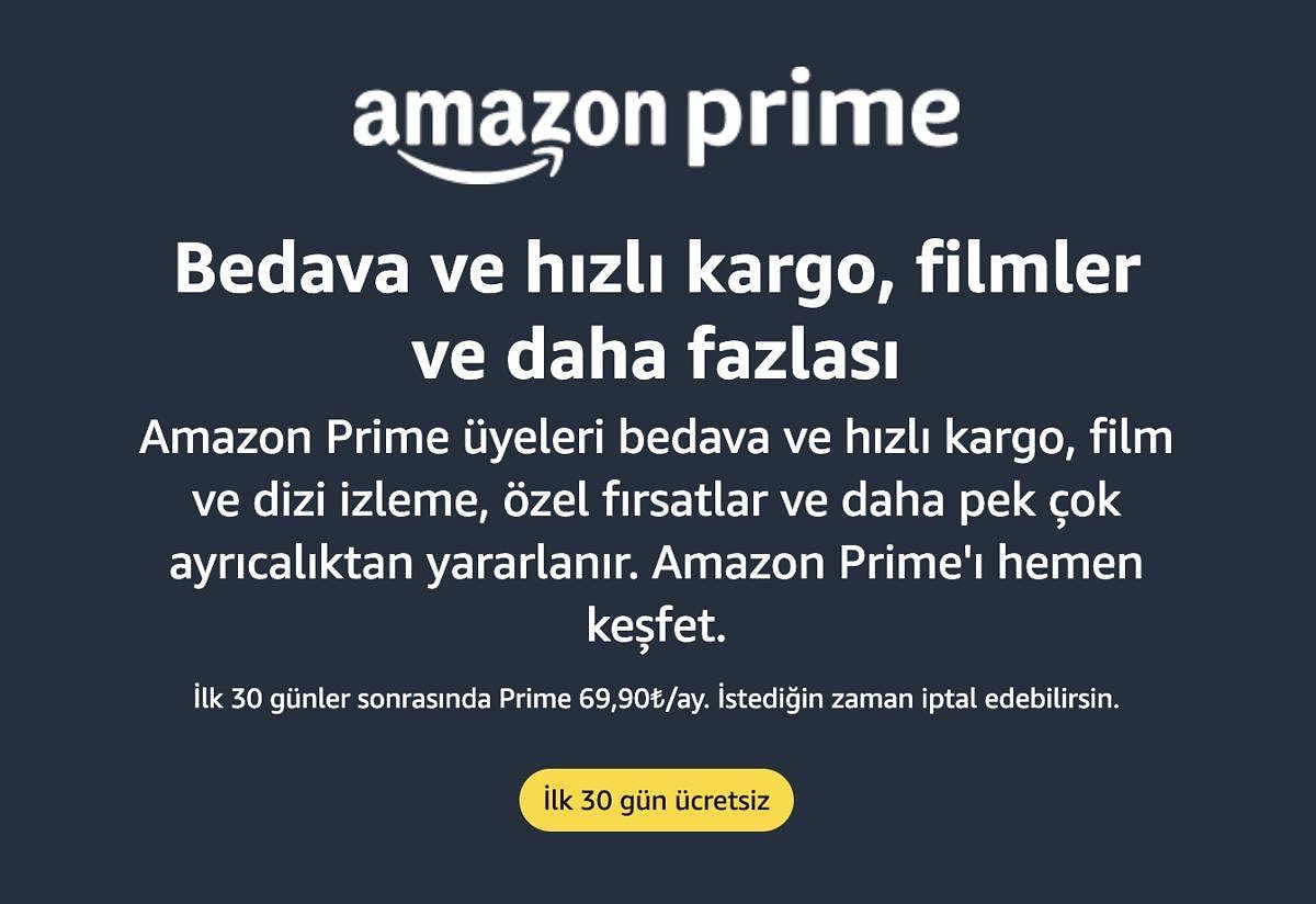 Amazon Prime Aboneliğine Zam: Aylık Ücret 69.90 TL'ye Yükseldi