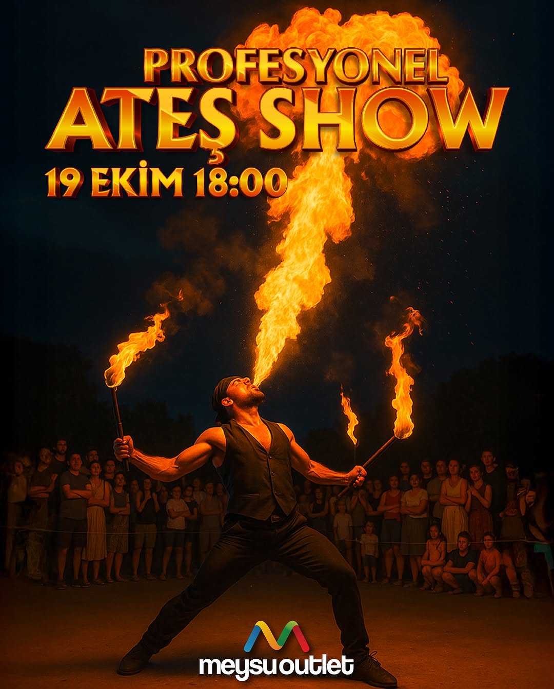 Kayseri'de Ateş Show Gösterisi 19 Ekim'de Meysu Outlet AVM'de Ücretsiz Sahnelenecek