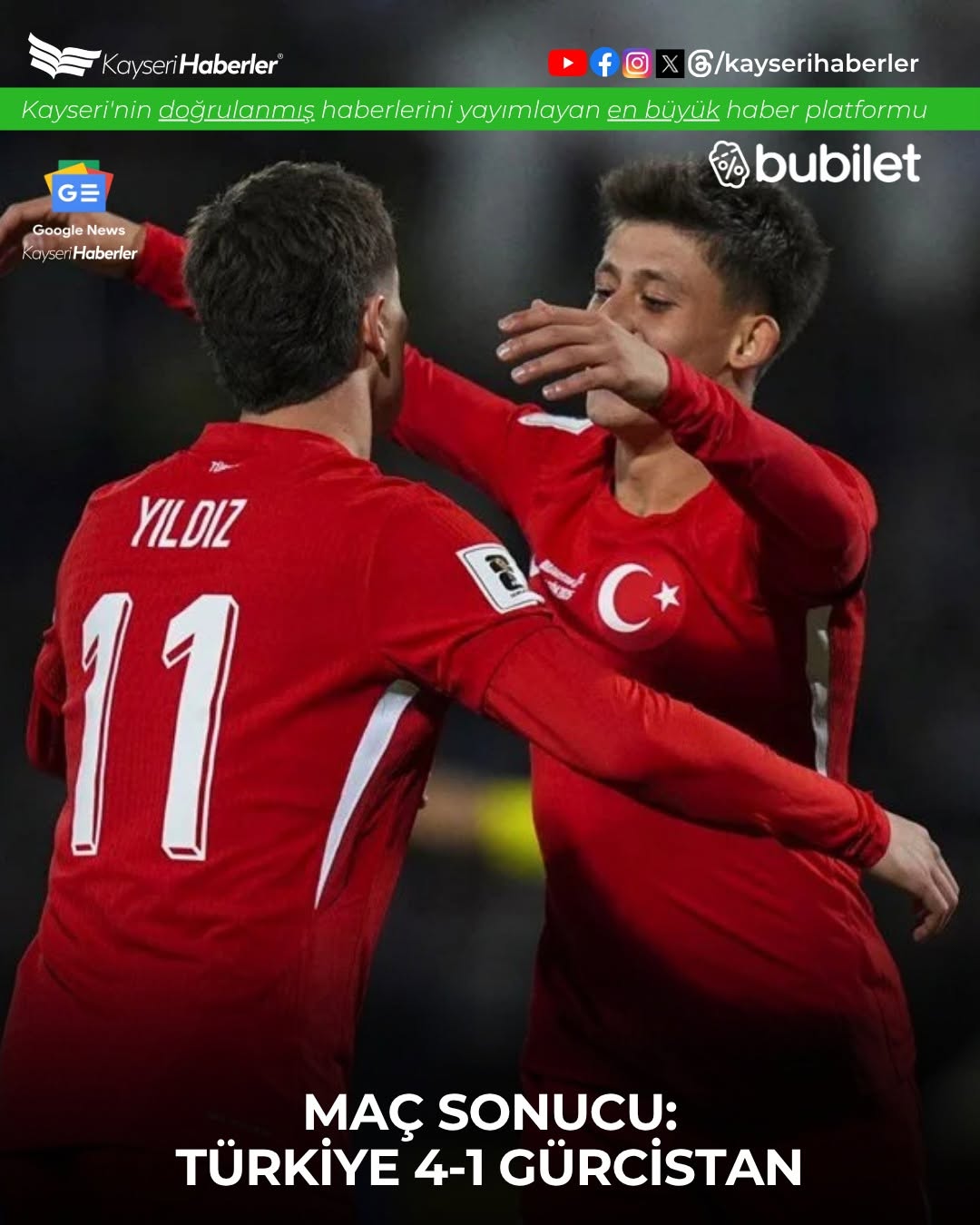 Türkiye, Gürcistan'ı 4-1 Mağlup Ederek Dünya Kupası Elemelerinde Zirveye Yükseldi