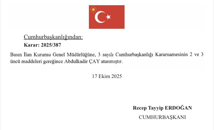 Abdulkadir Çay, Basın İlan Kurumu Genel Müdürlüğüne Atandı