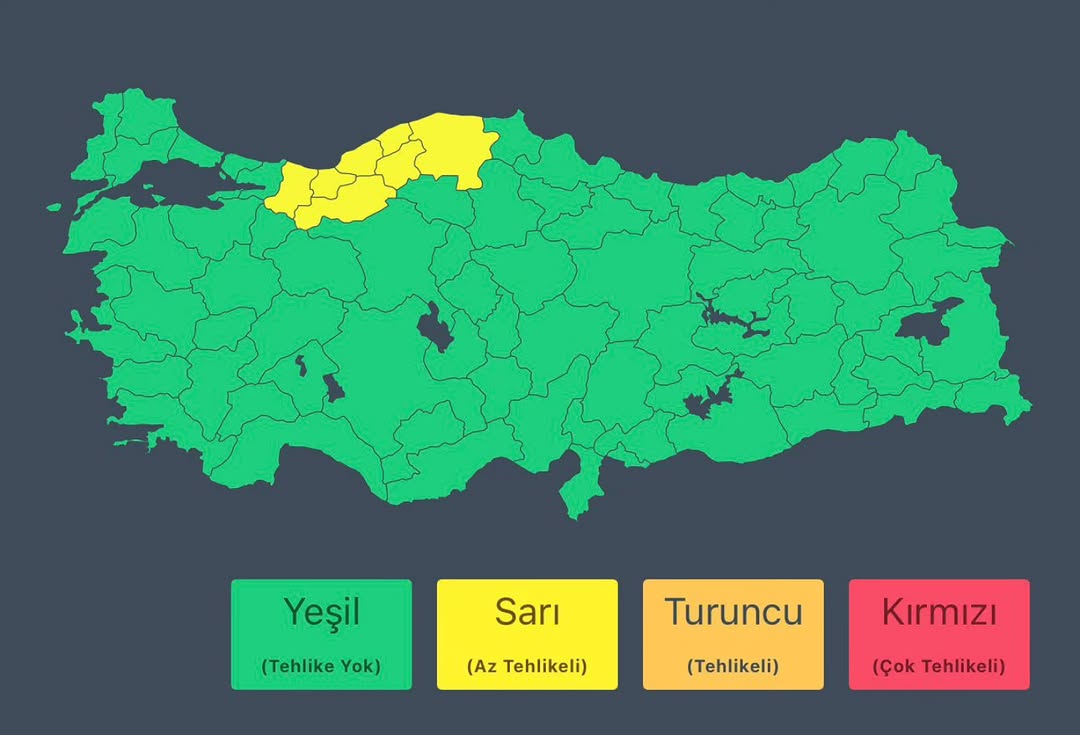 Kuzeybatı Karadeniz'de Kuvvetli Sağanak Yağış Uyarısı