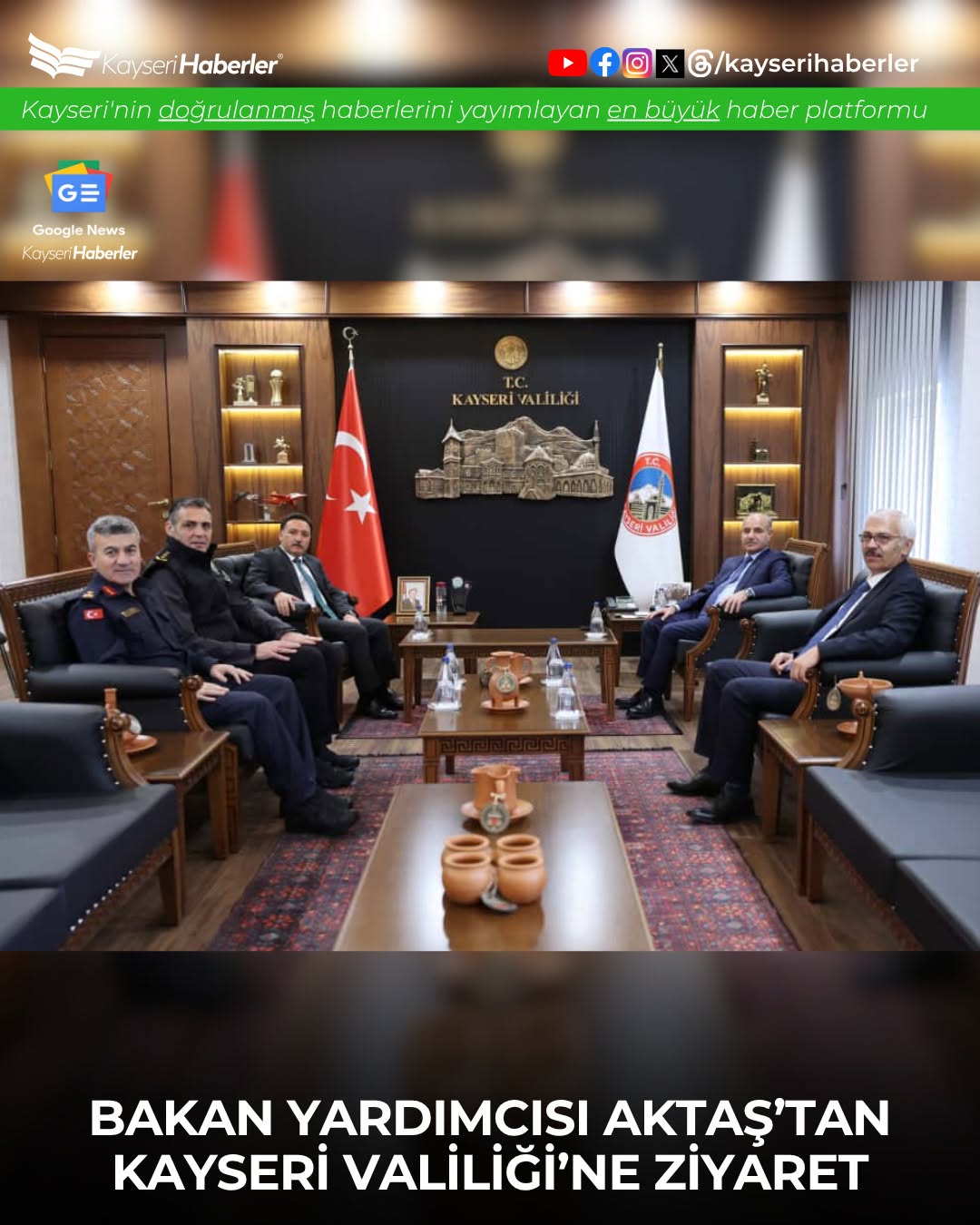 İçişleri Bakan Yardımcısı Mehmet Aktaş, Kayseri Valisi Gökmen Çiçek'i Ziyaret Etti