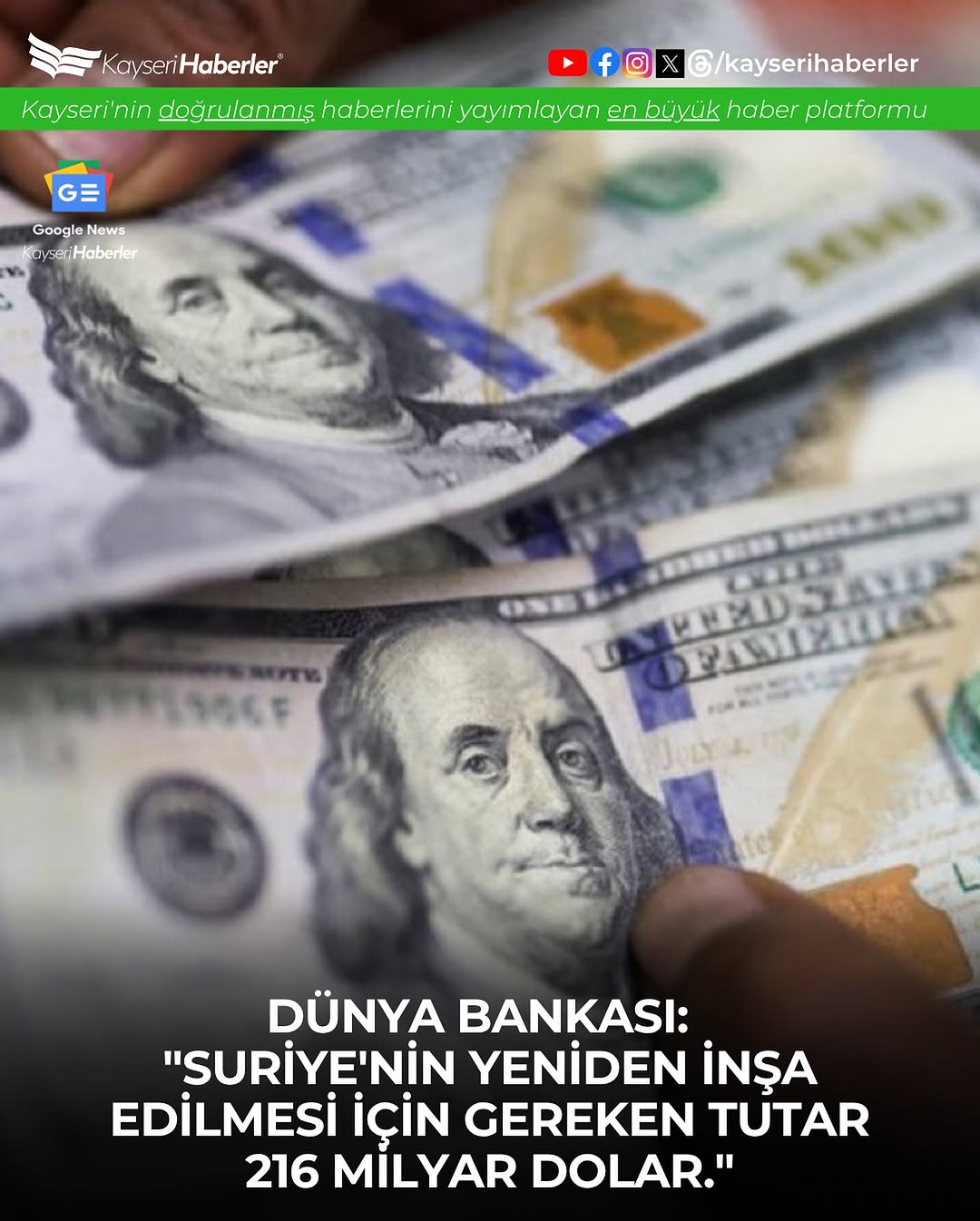 Dünya Bankası: Suriye'nin Yeniden İnşası İçin 216 Milyar Dolar Gerekiyor