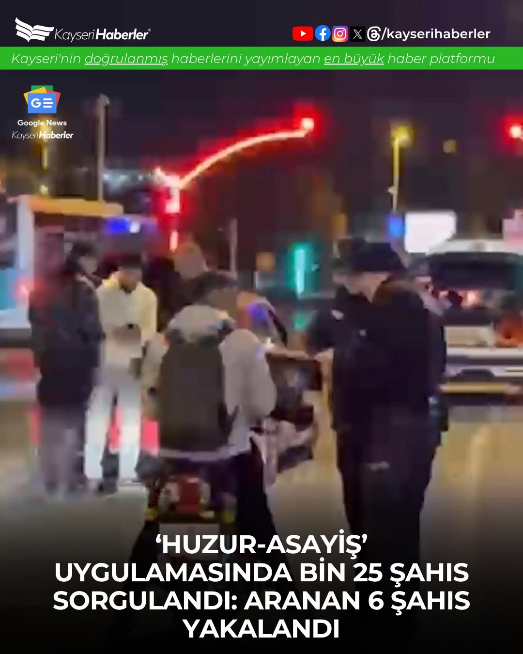Kayseri'de Huzur Asayiş Uygulaması: 6 Aranan Şahıs Yakalandı