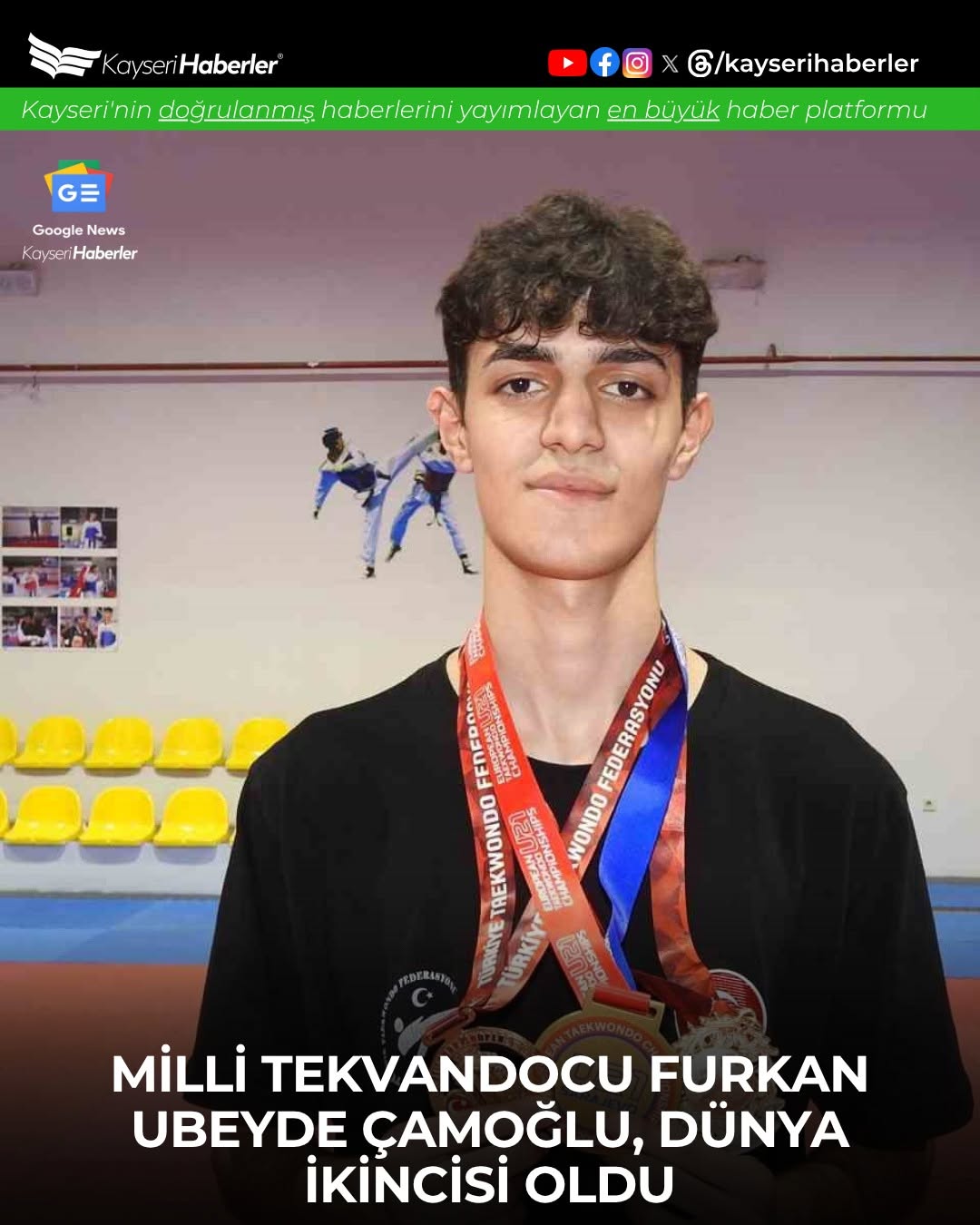 Kayserili Milli Tekvandocu Furkan Ubeyde Çamoğlu Dünya İkincisi Oldu