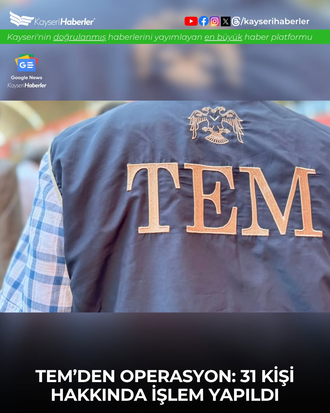 Kayseri'de Terörle Mücadele Operasyonu: 31 Şüpheli Yakalandı