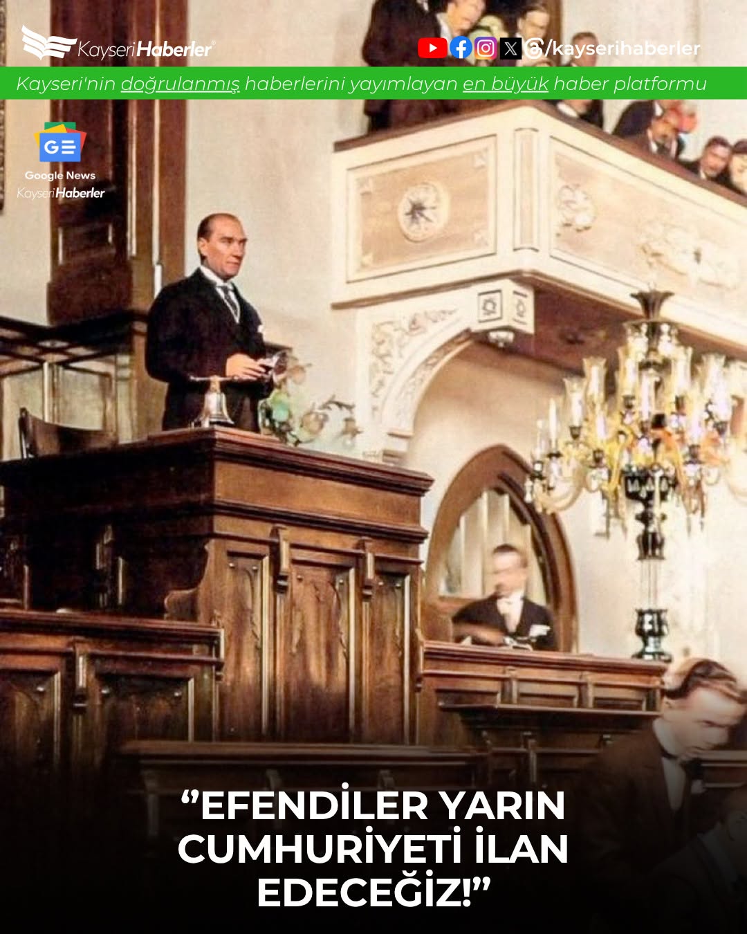 Kayseri'de Cumhuriyet'in İlanının 102. Yılı Kutlanıyor