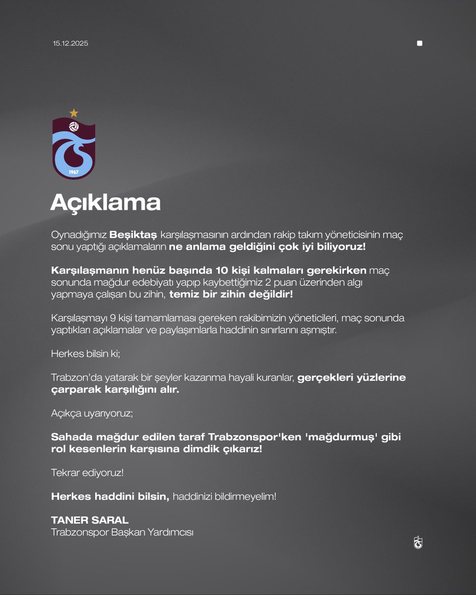 Trabzonspor'dan Sert Açıklama: