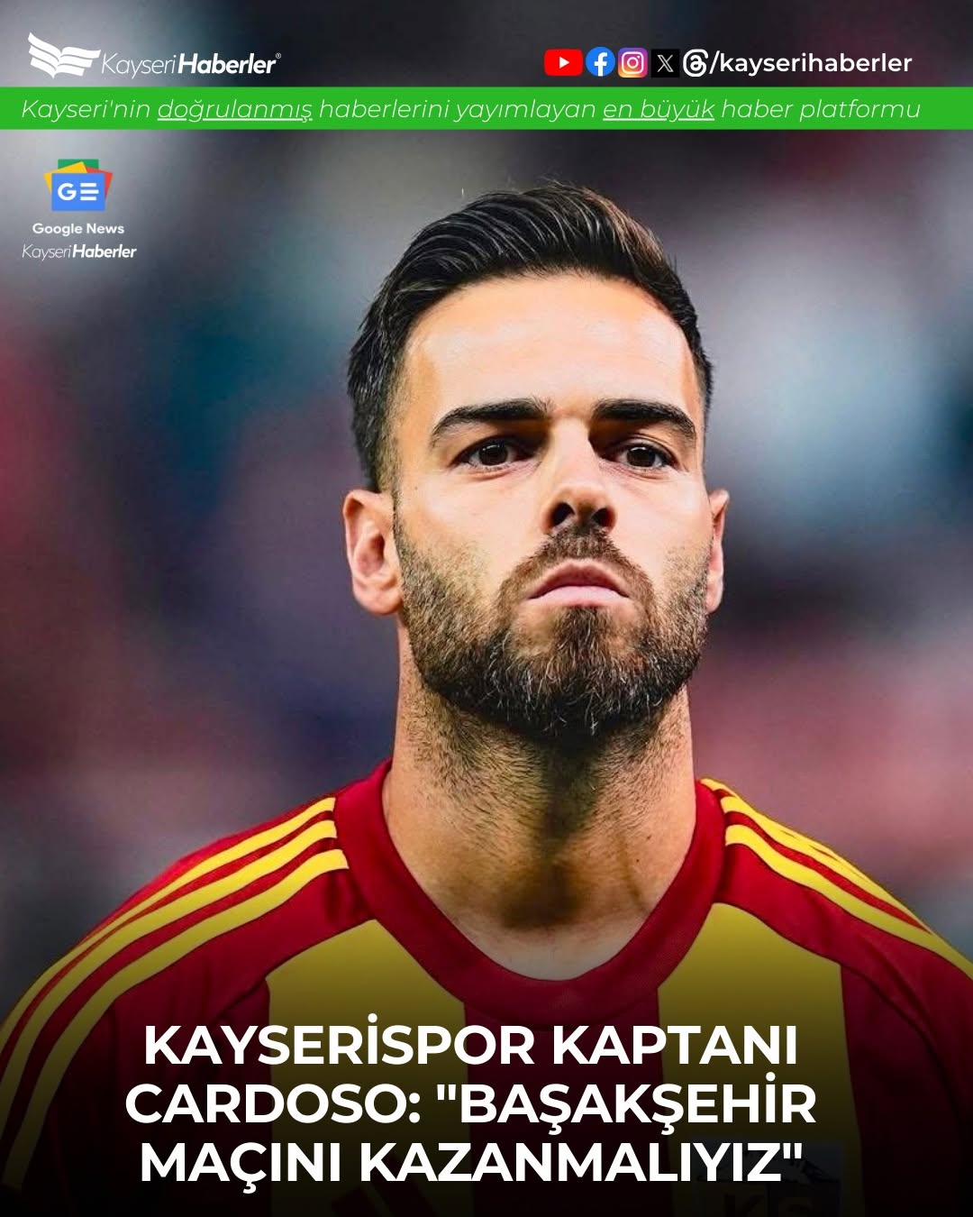 Kayserispor Kaptanı Cardoso: Başakşehir Maçını Kazanmalıyız