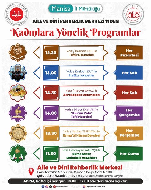 Aile ve Dini Rehberlik Merkezi Kadınlara Yönelik Programlar Düzenliyor