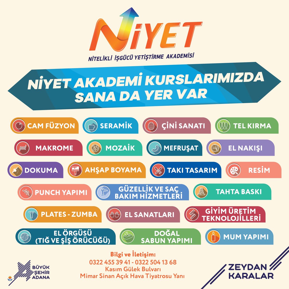 Adana'da Niyet Akademi'den Yeni Kurslar