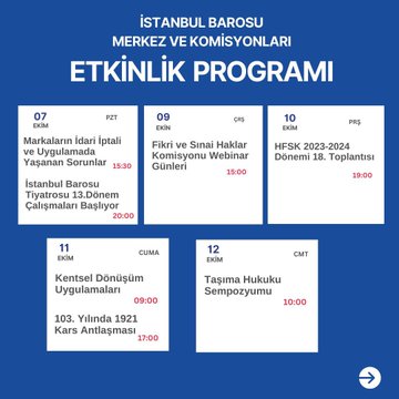 İstanbul Barosu Haftanın Etkinlik Programını Açıkladı