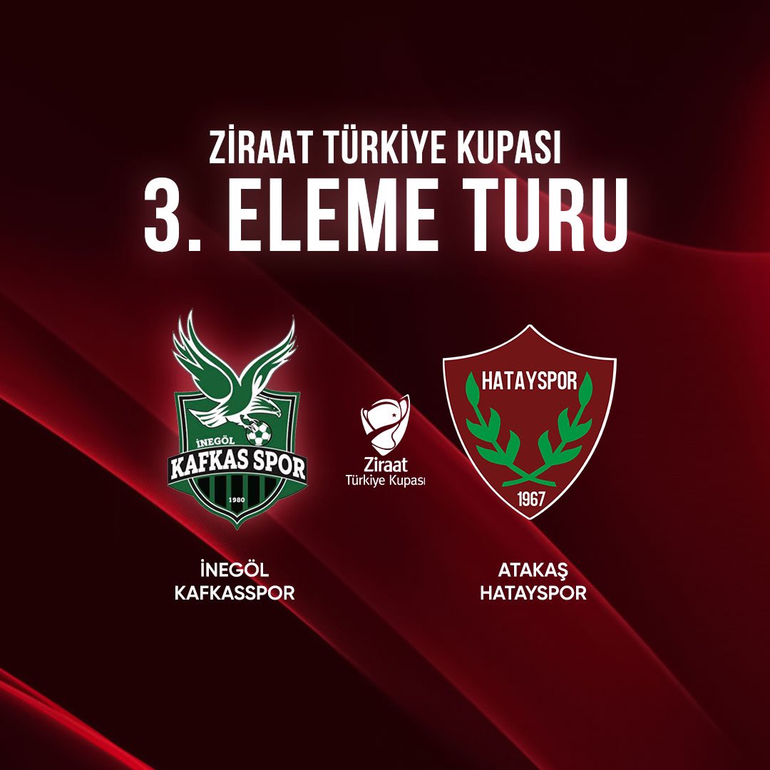 Ziraat Türkiye Kupası 3. Eleme Turu'nda Atakaş Hatayspor İnegöl Kafkasspor ile karşılaşacak